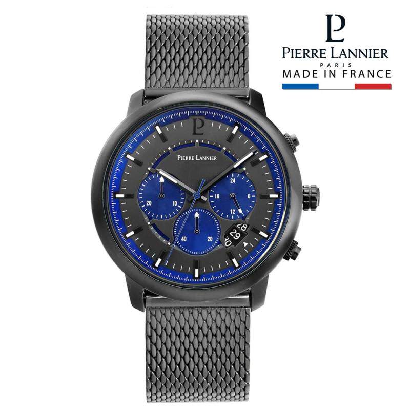 日本代购 pierre lannier 男款潮流三眼多功能表盘钢带石英手表