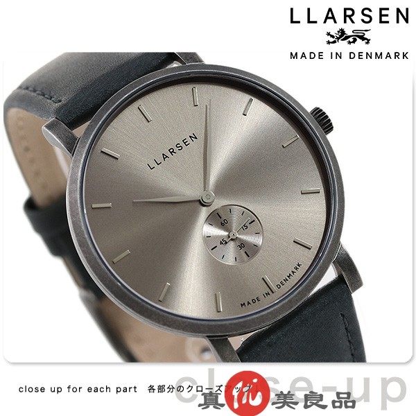 日本代购 llarsen 男款极简复古独立小秒超薄表盘真皮石英手表