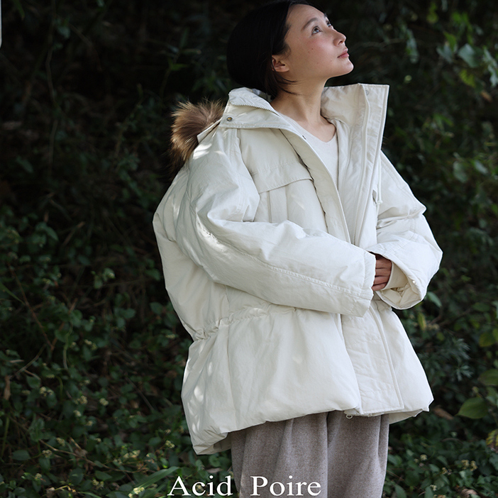 Acid poire冬季韩版厚实高品质90白鹅双色狐狸毛宽松保暖羽绒服女