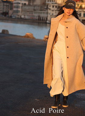 Acid poire冬季新品气质韩版通勤驼色暮色潮汐冬季羊毛长款大衣女