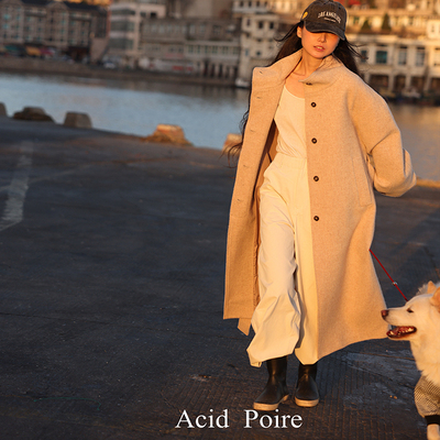 Acid poire冬季新品气质韩版通勤驼色暮色潮汐冬季羊毛长款大衣女