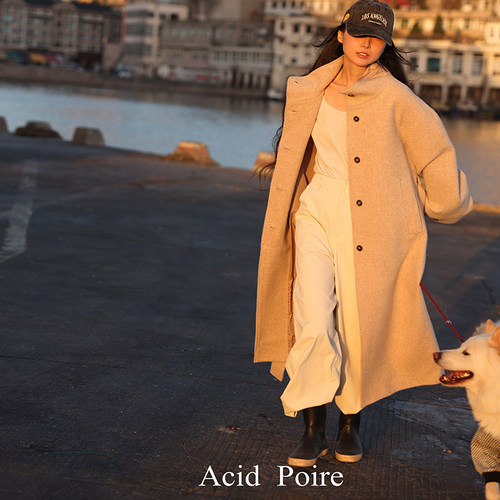 Acid poire冬季新品气质韩版通勤驼色暮色潮汐冬季羊毛长款大衣女