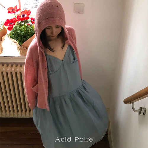 Acid Poire 2026夏季新品透气淑女双色亚麻连衣裙女