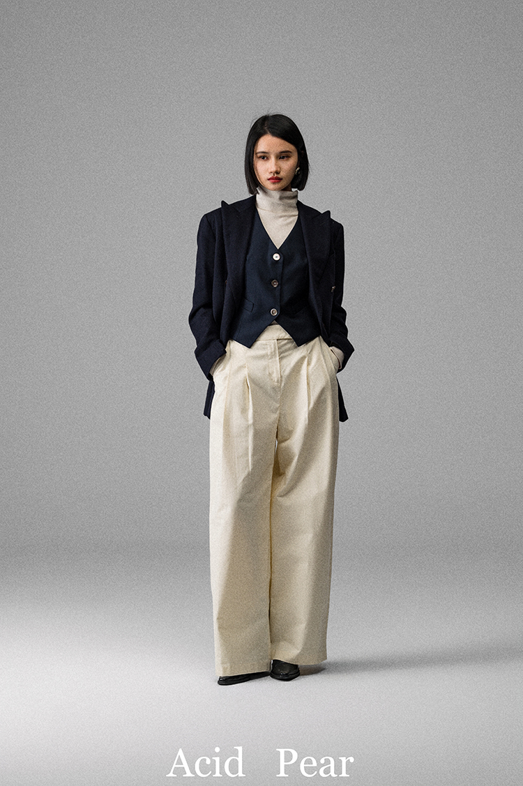 Acid Poire 华丽风秋冬女士宽松直筒休闲裤子纯棉哈伦裤女