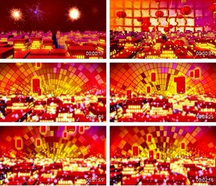 新年喜庆背景 张灯结彩舞台背景led视频素材动感节奏唯美粒子光效