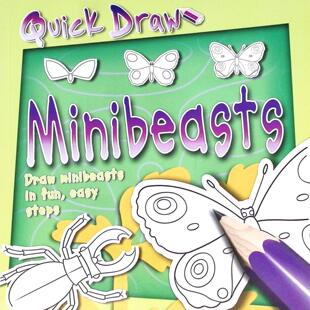快速绘画系列原版书英语QuickDraw迷你野兽儿童绘画教程适合710岁孩子学习昆虫形态特征和绘画技巧培养观察力和创造力黑白线稿章