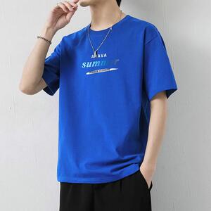 短袖T恤男2024纯棉大码夏季宽松全棉打底衫圆领剪_标半袖