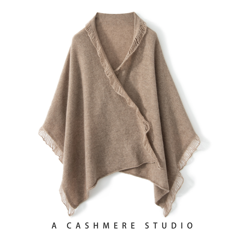 秋冬流苏欧美女围巾披肩两用针织