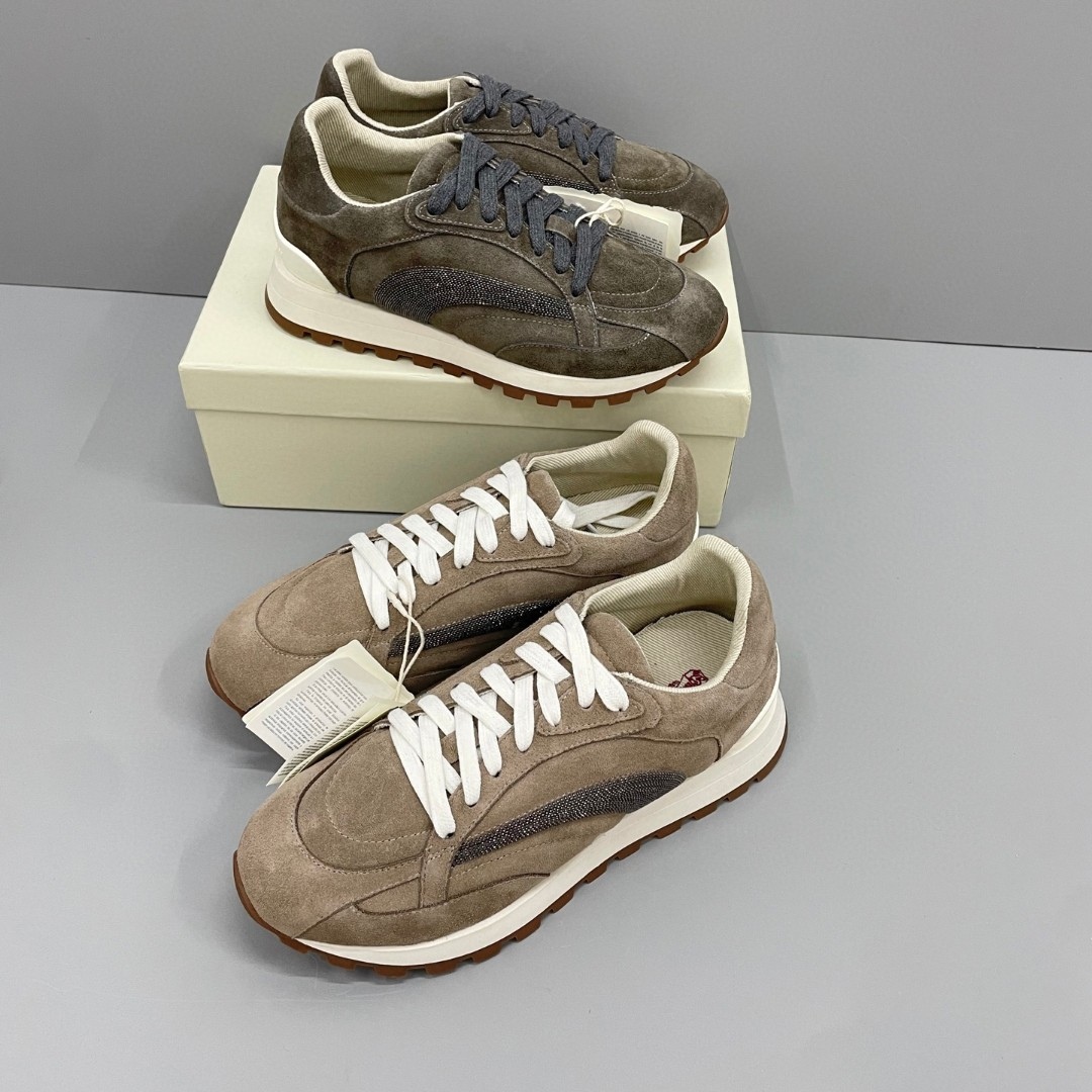 2025新款Brunell* Cucinell*串珠厚底休闲鞋女缀试运动鞋