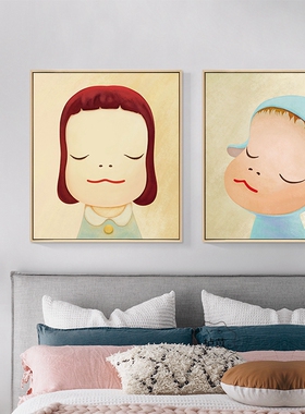 奈良美智装饰画男宝女宝房间日式墙面挂画儿童房女童卧室创意卡通