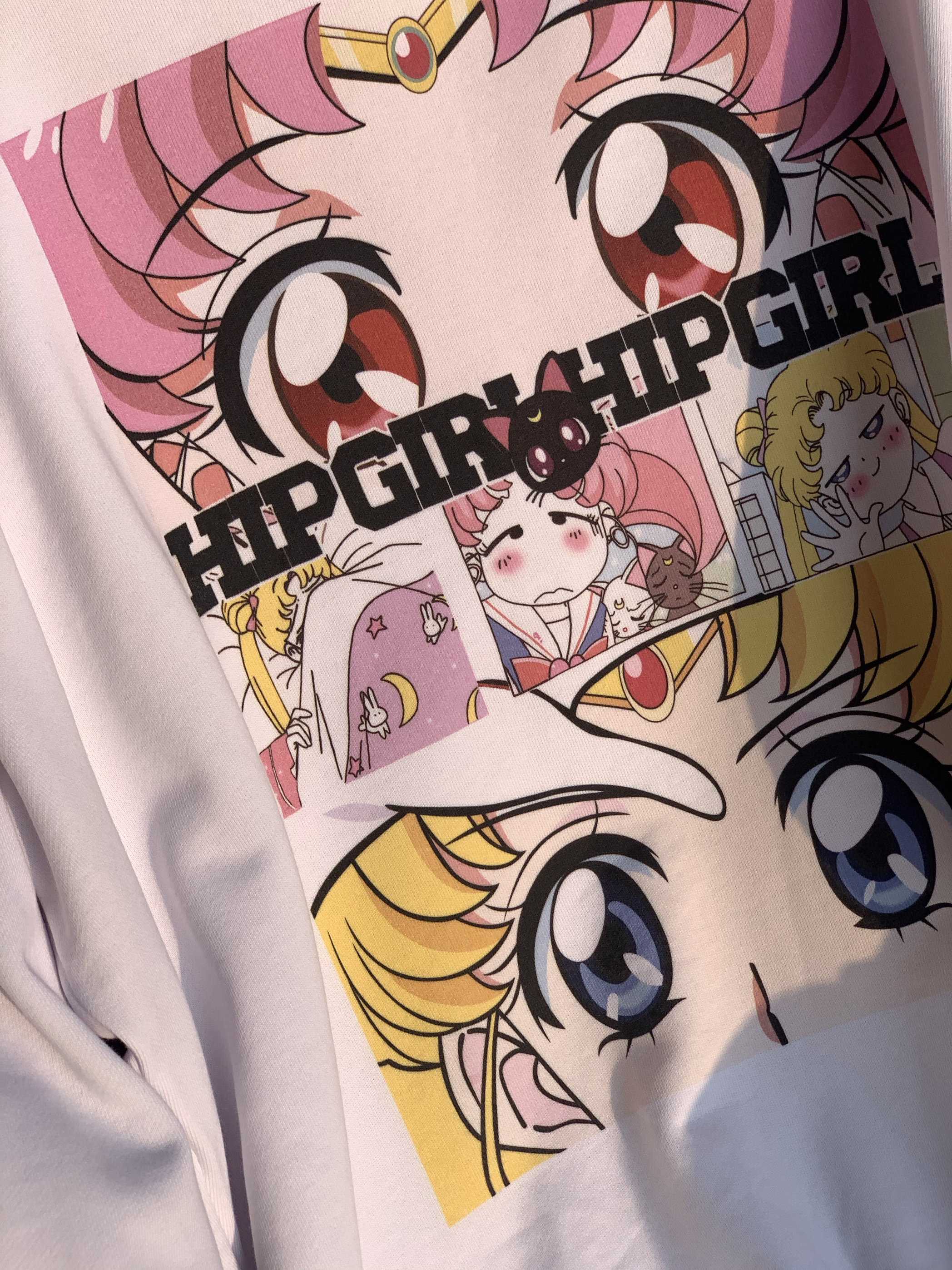 hipgirl包嫂圆领卫衣女秋冬新款白色美少战士女上衣冬季加厚外套