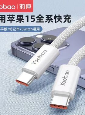 羽博TYPECt数据线适用苹果15充电线iPhone15promax充电器线C转C充电线100W快充手机笔记本ipadair平板ype c