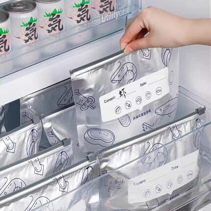 食品级铝箔保鲜袋铝钛箔抗菌密封袋冰箱食物自封袋冷冻冷藏收纳袋