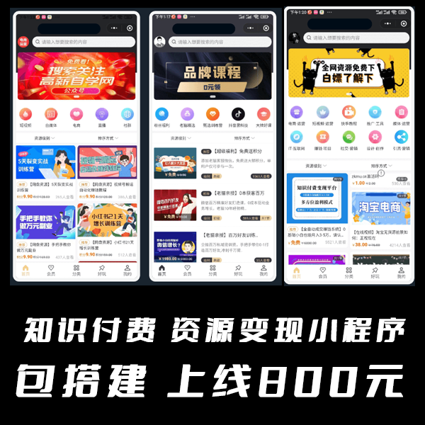 流量主小程序资源变现知识付费素企业形象VI设计