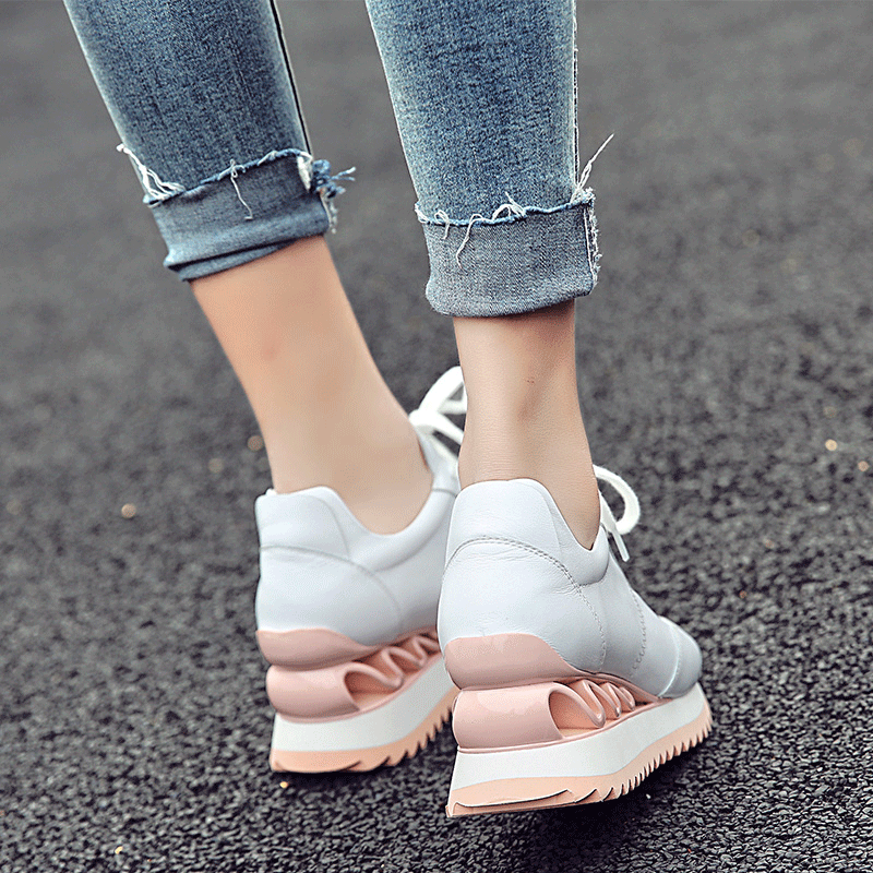 艾淇小白鞋8厘米内增高女鞋8cm真皮2026春季新款百搭休闲旅游鞋女