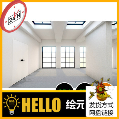 美术馆博物馆烘焙场景展馆fbx天窗3D模型OBJ建模blender素材789