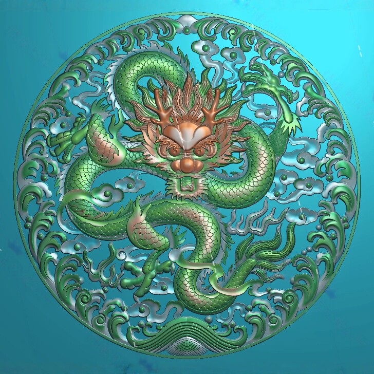 精雕图圆盘龙云龙圆匾圆屏挂匾浮雕圆龙戏珠柜门浮雕真龙S1869