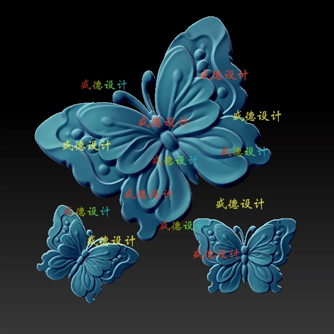 蝴蝶 精雕图JDP 单面 STL模型图玉雕图3D打印1522