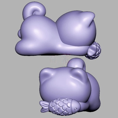 无相猫趴趴猫三维立体图电脑圆雕雕刻图纸stl文件3d打印模型045