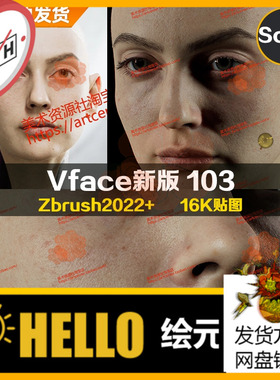 XYZ/Vface新版ZBrush写实高清扫描模型头16K皮肤贴图Dorota103