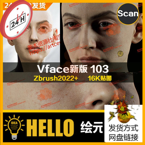 XYZ/Vface新版ZBrush写实高清扫描模型头16K皮肤贴图Dorota103