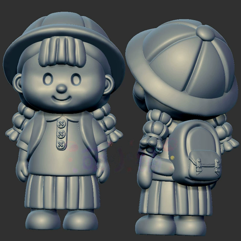 学生多妹背小书包多妹三维立体图圆雕图stl文件雕刻机3d模型1292