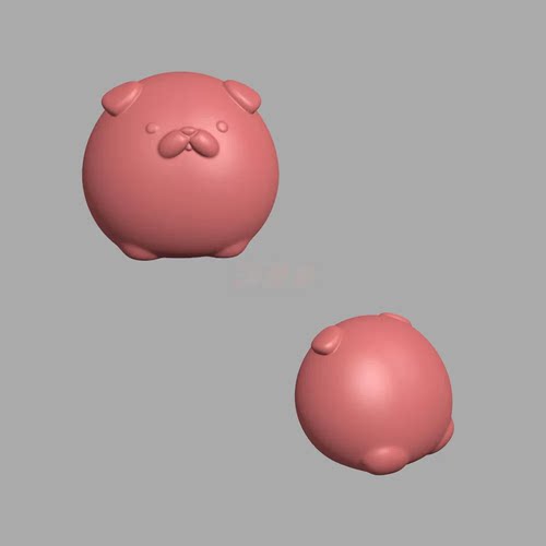 新款可爱圆滚滚小狗生肖狗立体圆雕图STL机雕文件3D打印素材D86
