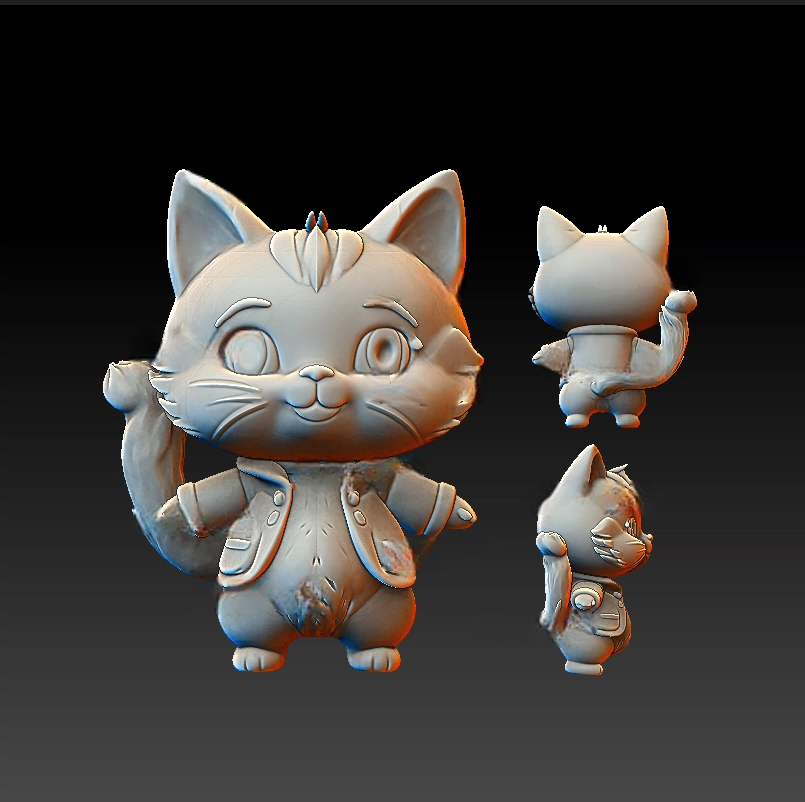 猫 ，卡通，圆雕图 STL 模型图 3D打印2014