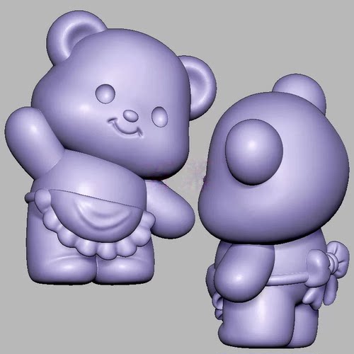 围裙黄油小熊三维立体图圆雕图STL文件雕刻机3D模型3317