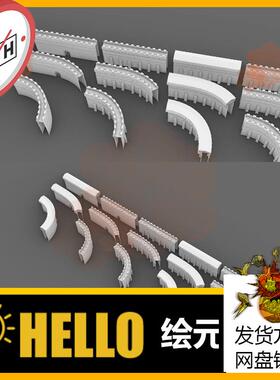 18个古代城墙古建筑场景犀牛建模rhino/C4D/3Dmax/maya模型objfbx