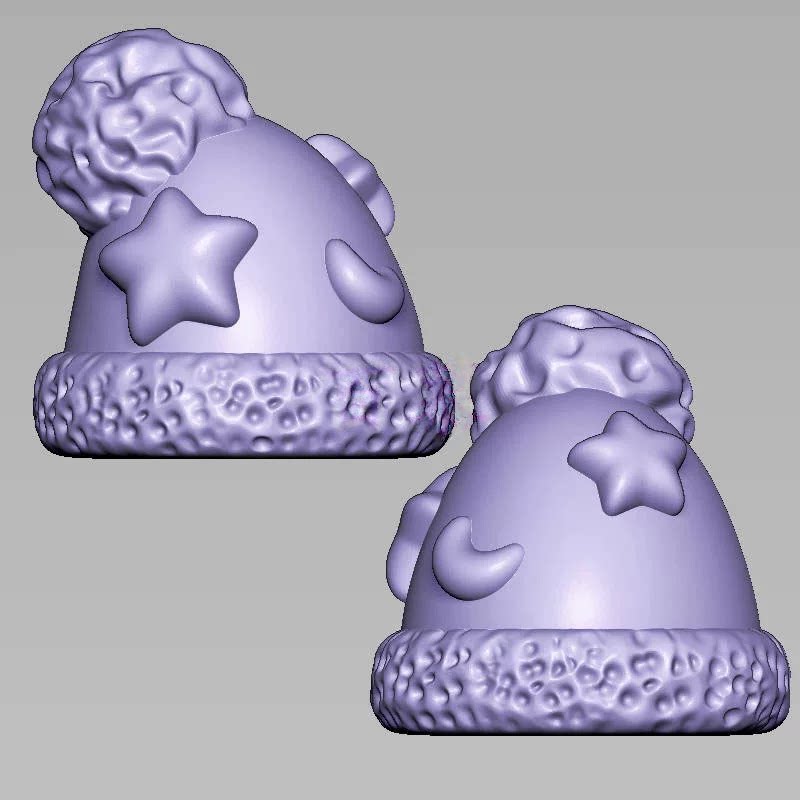 星月亮圣诞帽三维立体图电脑圆雕雕刻图纸stl文件3d打印模型1912