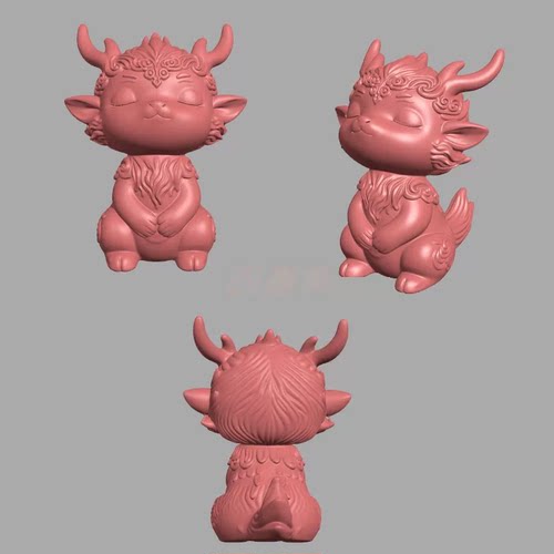 精雕图 萌宠神兽白泽 貔貅立体摆件STL雕刻机文件木雕3D文件B63