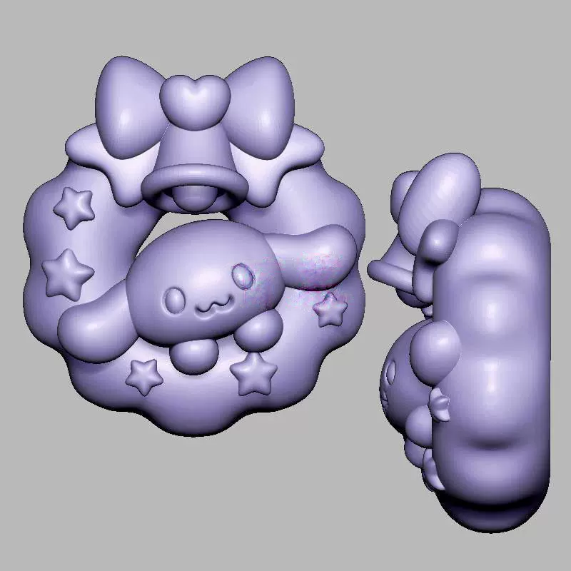 玉桂狗花环三维立体图电脑圆雕雕刻图纸stl文件3d打印模型1618