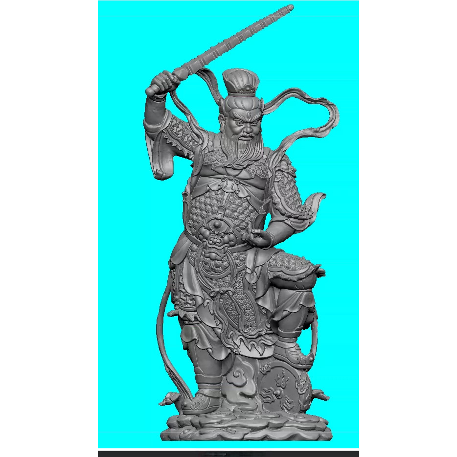 王灵官神像三维立体图圆雕图stl文件3d打印模型铜雕木雕树脂摆件