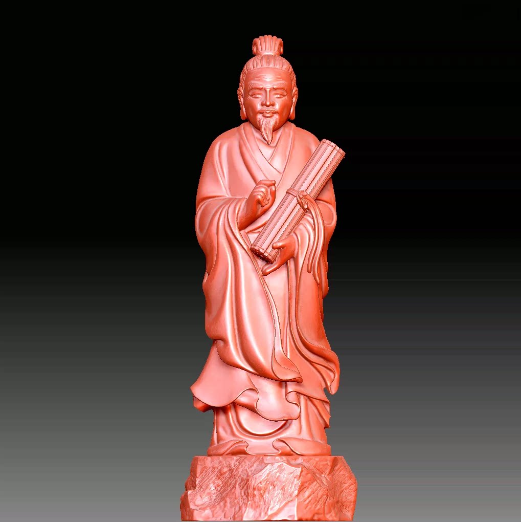 Y6972孟子雕刻图圆雕图三维立体图STL、obj、格式3D打印机用的