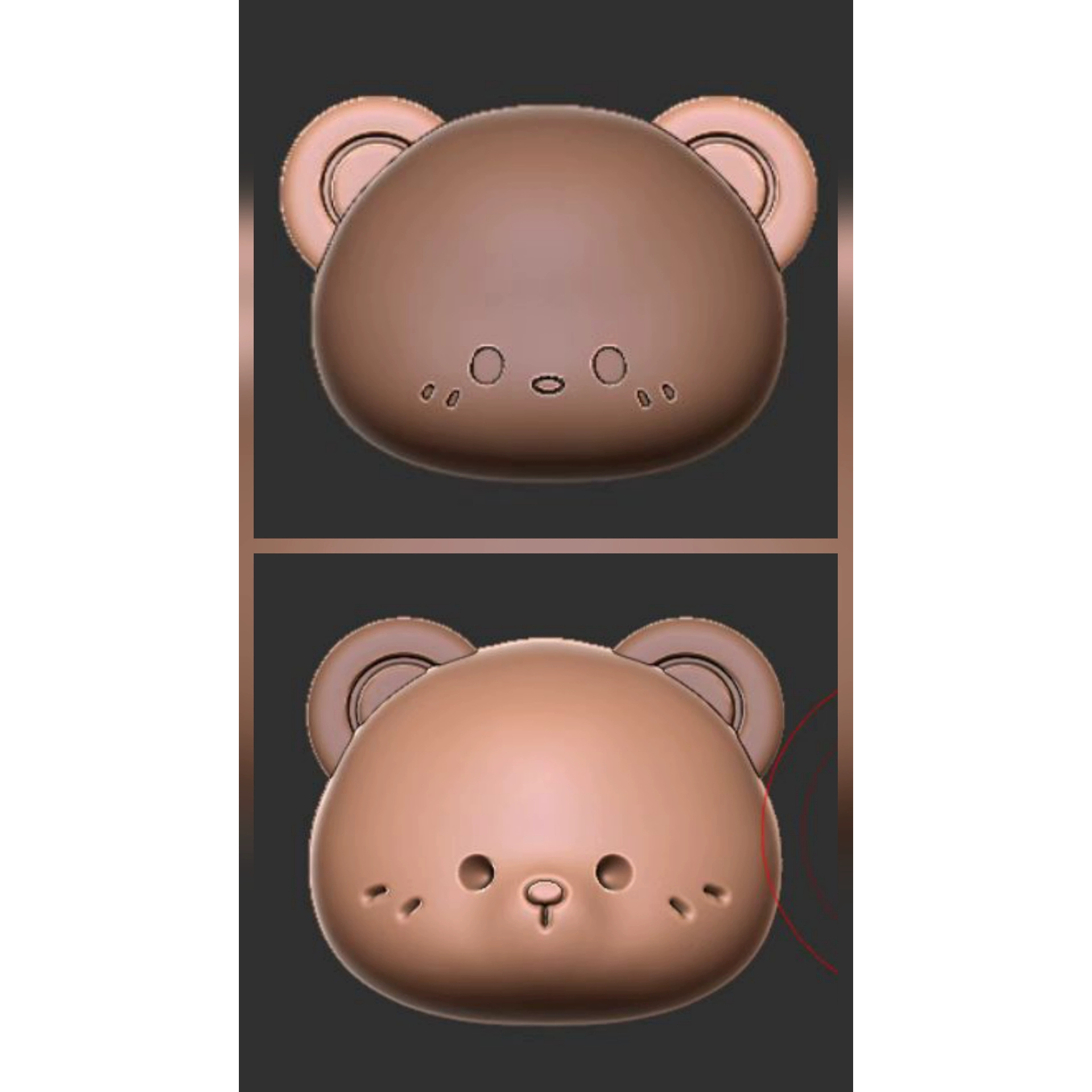 黄油小熊三维立体图打印图配饰圆雕图雕刻机模型5