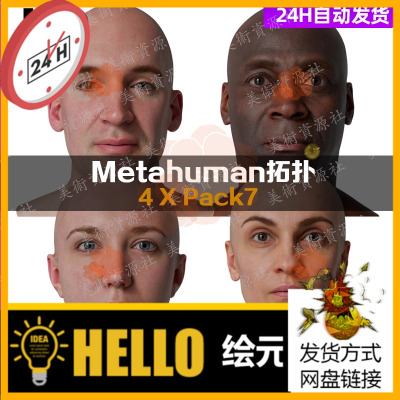 4套Metahuman拓扑人头扫描贴图超写实扫描头部脸部3DScan store1