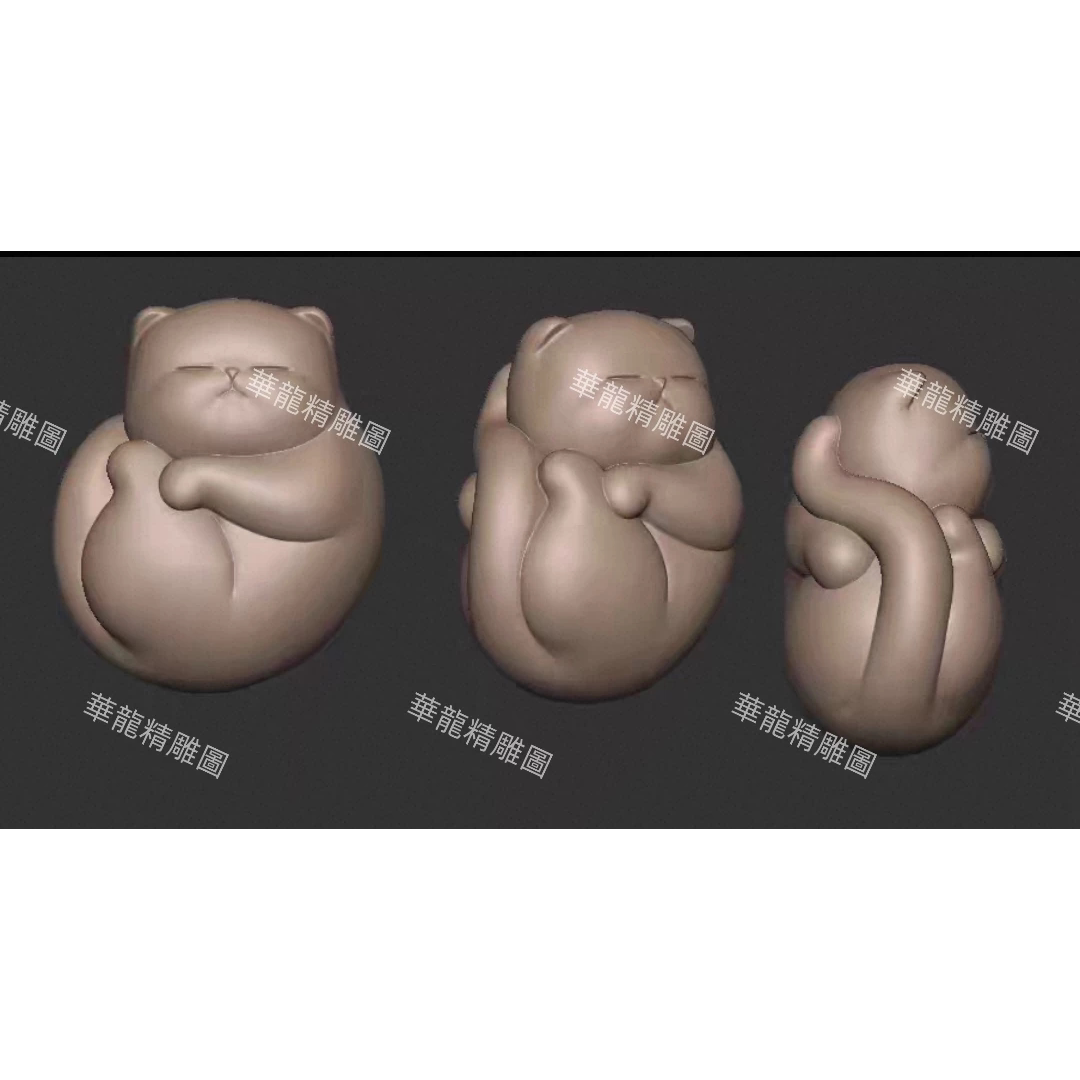 圆雕图stl萌猫2924 猫咪卡通格式圆雕图三维立体图3d打印模型木精