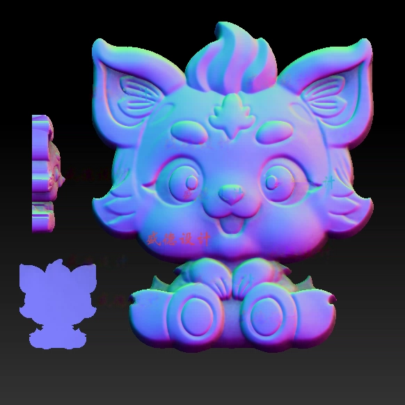 狐狸 九尾狐 单面 精雕JDP STL模型图玉雕图3D打印1504