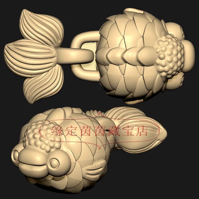 金鱼手串好运锦鲤配饰鱼三维立体图圆雕图STL文件雕刻机3D模型143