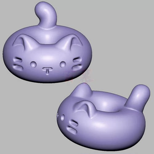 猫咪游泳圈甜甜圈三维立体图圆雕图雕刻机STL文件3D打印模型3628