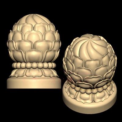 莲花柱子柱头三维立体图圆雕图纸stl文件雕刻机3d模型2088
