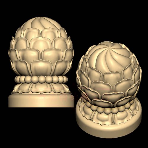 莲花柱子柱头三维立体图圆雕图纸stl文件雕刻机3d模型2088