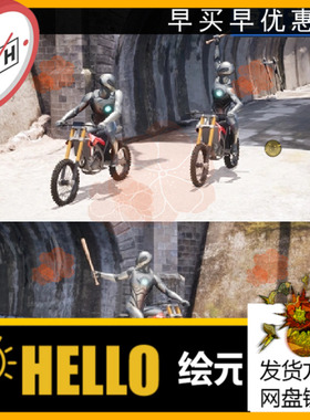 UE5虚幻 Bike Rampage Animation 暴力摩托车动画包 骑行击打球棒
