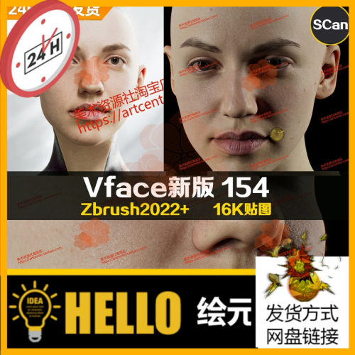 XYZ/Vface新版ZBrush写实高清扫描模型头部16K皮肤贴图Zhanna161