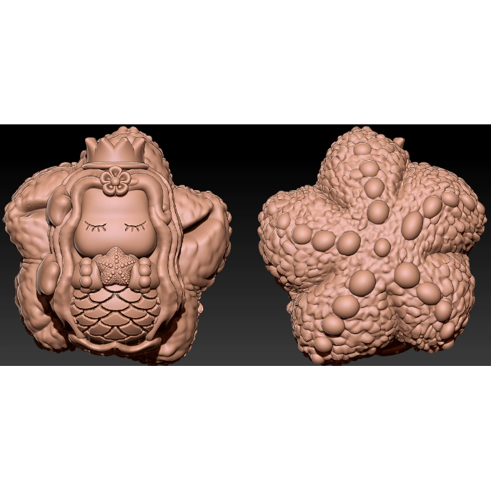 海星美人鱼三维立体图圆雕图STL文件雕刻机3D模型