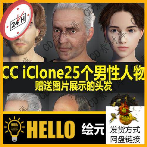 CC人物素材 iClone模型 25个男性青年中年体型 有头发 H14