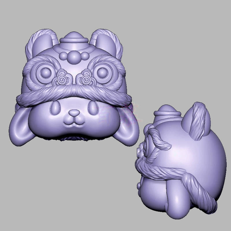 醒狮兔改毛发三维立体图电脑圆雕雕刻图纸stl文件3d打印模型1314