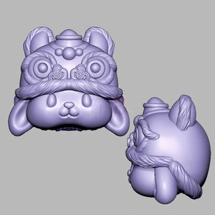 醒狮兔改毛发三维立体图电脑圆雕雕刻图纸stl文件3d打印模型1314