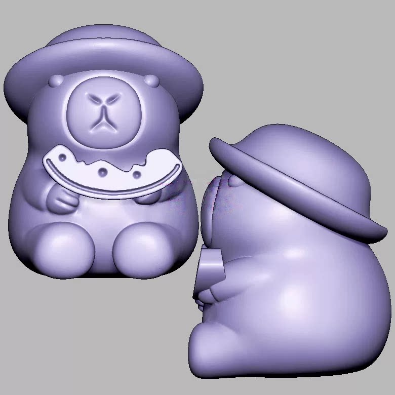 卡皮巴拉吃西瓜三维立体图圆雕图STL文件雕刻机3D模型3259